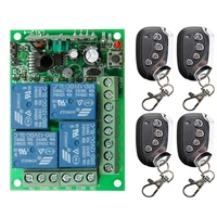 433mhz universal wireless remote control dc 12v 24v 4ch relay receiver module rf switch 4 button remote control gate garage