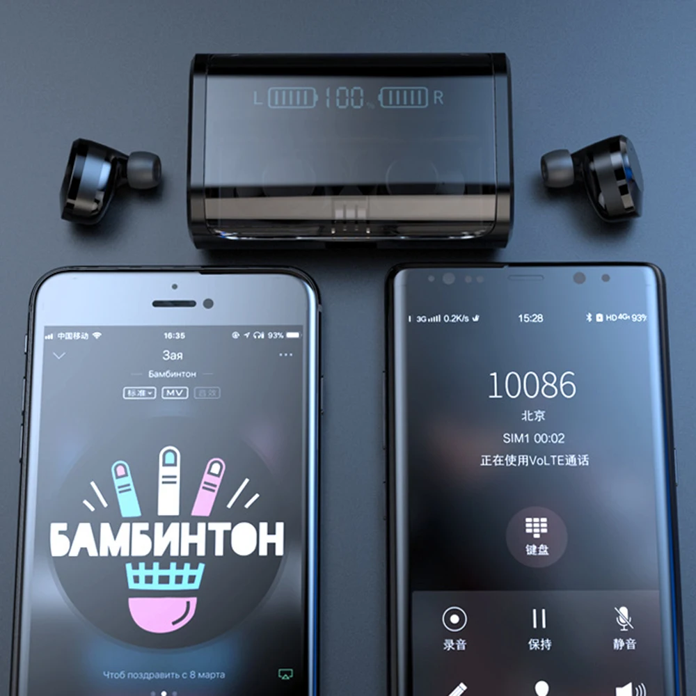 TWS G06 настоящий беспроводной Bluetooth 5,0 светодиодный наушники с дисплеем питания и микрофоном 4000 мАч чехол для зарядки водонепроницаемые наушники