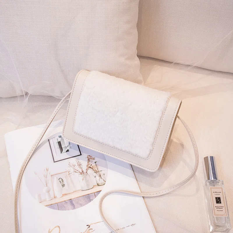 

2021 Women Famous Design Small Square New Fashion Furry Bag Leopard Print Crossbody Messenger Change Shoulder Bag Lady Handbag