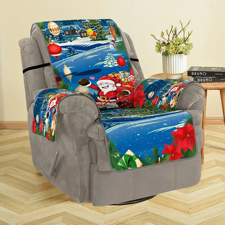 1/2/3 место Рождественский диван кушетка чехол для стула, устойчивый мат протектор мебели Реверсивный съемным подлокотник Чехол Декор