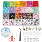 2 мм бусины из чешского стекла, Смешанные Буквы, акриловые круглые плоские бусины, набор для женского браслета, фотобокс