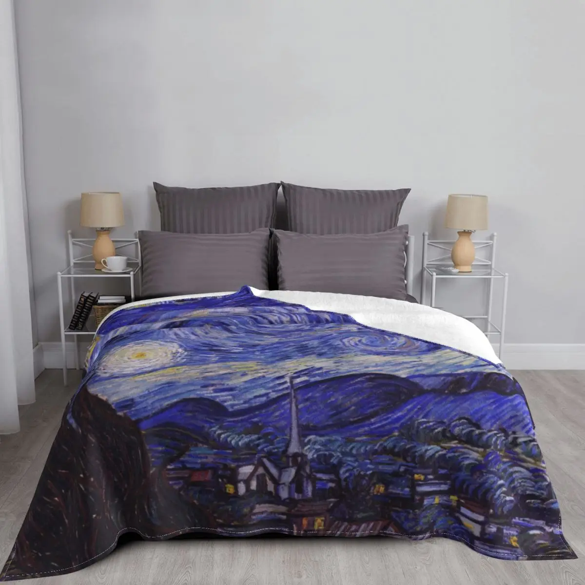 Плед Ван Гог Ночное звездное небо одеяла фланелевые зимний многофункциональный