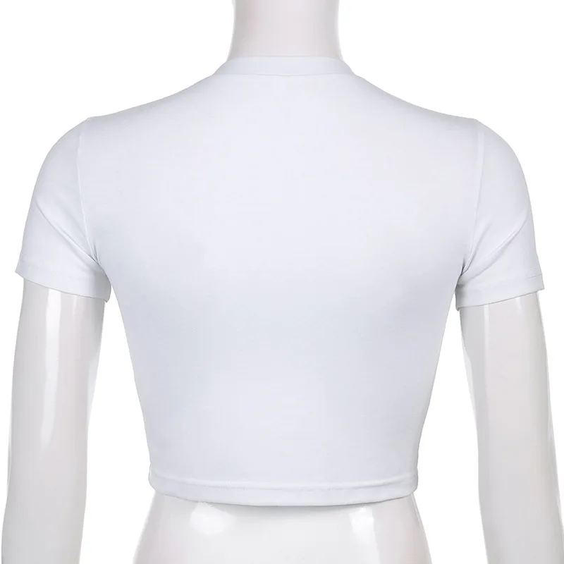 

ALLNeon Cute Vintage Green Heart Print Basic Crop Tops Y2K Streetwear O-neck Short Sleeve White T-shirts Summer Indie Outfits