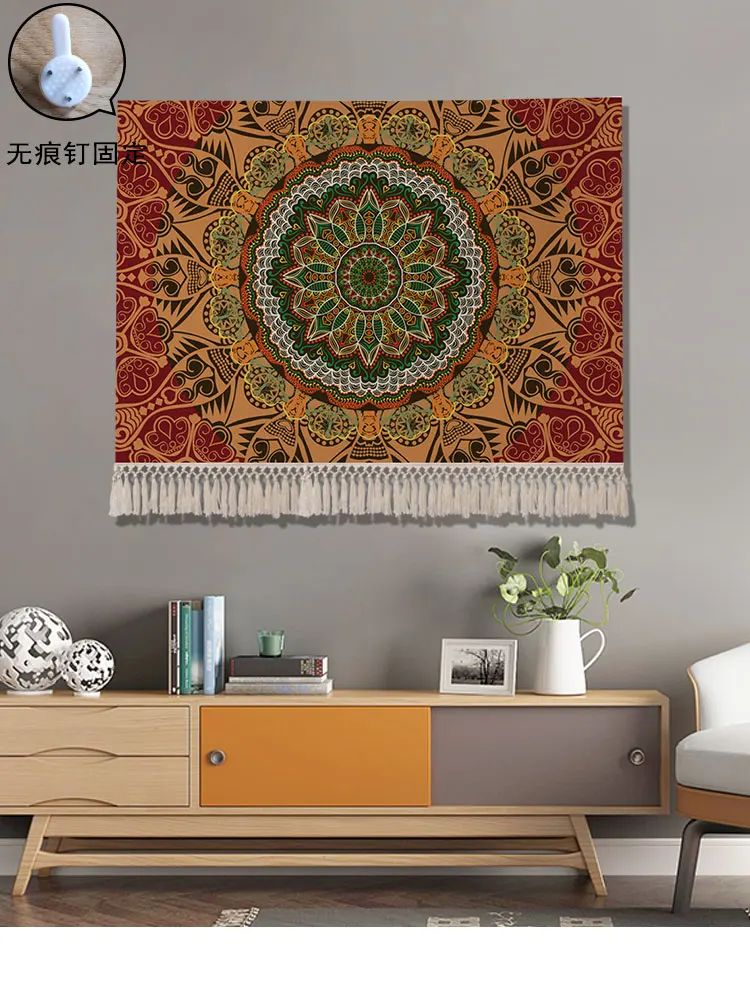 

Ethnic Large Tapestry Background Tassel Wall Hanging Rectangular Tapestry Living Room Tapiz Macrame Pared Home Accessories DG50T