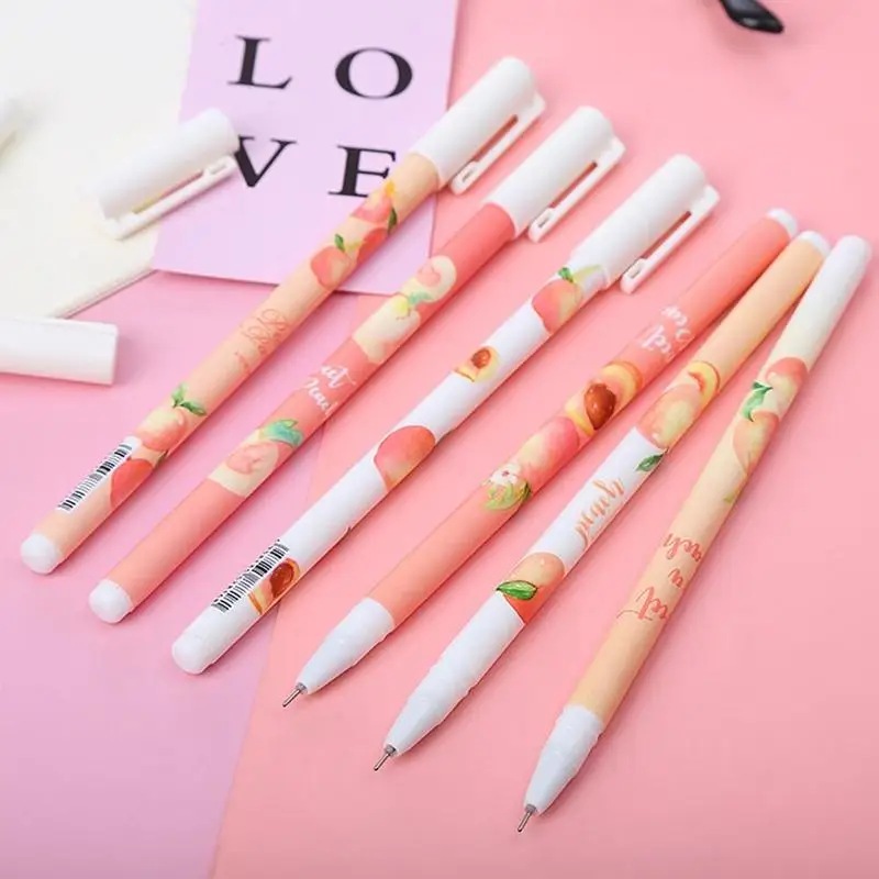 

1Pcs 15cm 0.5mm Pink Peach Pattern Gel Pen Student Exam Gel Pen School Office Stationery Supplies