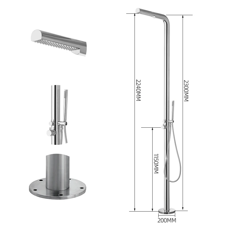 outdoor faucet A08 Напольный смеситель для душа Матовый никель открытый смеситель для душа отдельно стоящий для ванной душевая колонна для пляжа сауна кран для душа комплект - Цвет: outdoor faucet A08