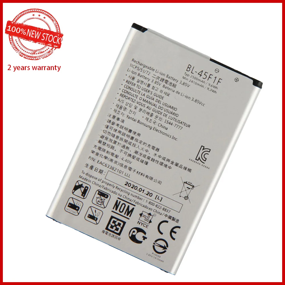 Bl-45f1f para lg k8 da Bateria do Telefone Original M160 lg Aristo Ms210 X230k X240k Lv3 2021 Versão 100% 2410mah k8 k4 5 High Quality Telefonia e Comunicação