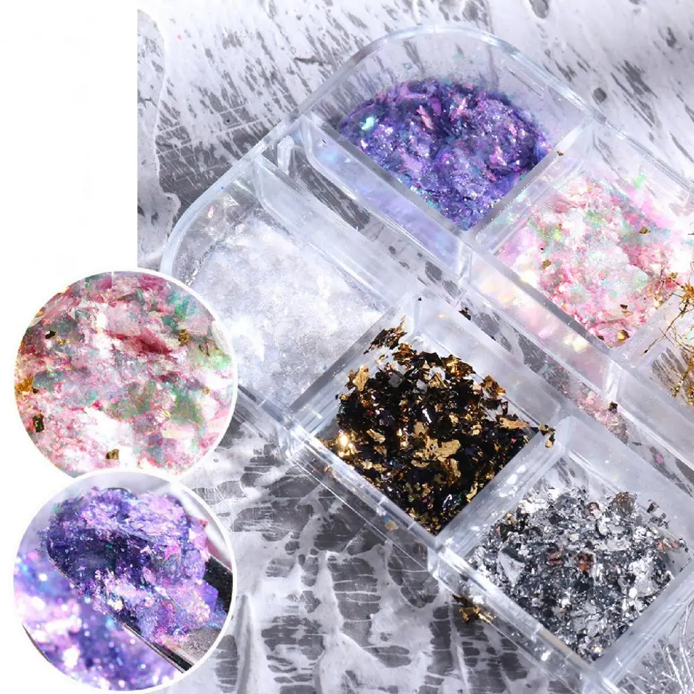 Алюминиевая фольга для ногтей блестки хлопья нерегулярная бумага УФ-Гель-лак