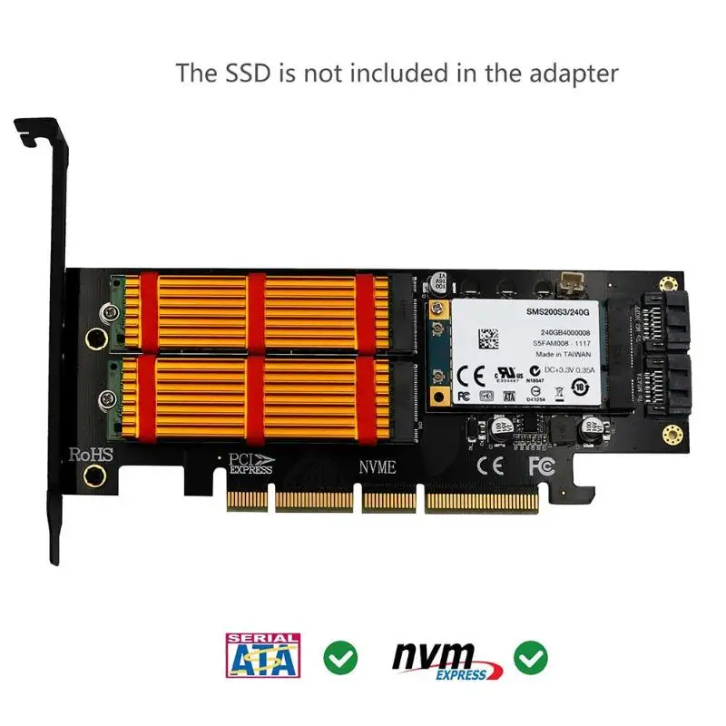 3 в 1 mSATA M.2 PCIE NVMe SSD для PCI-E 3,0 4X SATA 3,0 адаптер для M2 NVMe AHCI SATA mSATA конвертер твердотельных дисков
