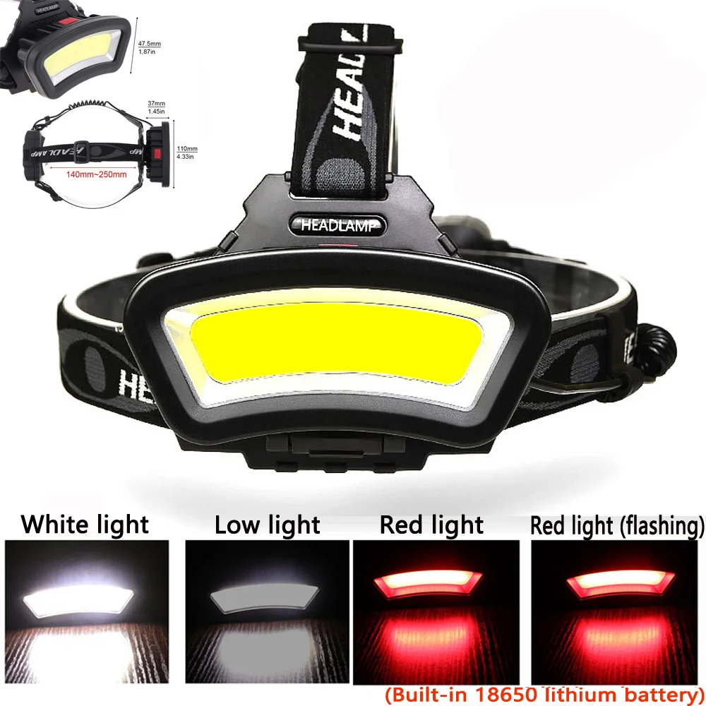 

USB Rechargeable COB Headlamp Red White LED Light Fishing Headlight Hunting 500 Lums Cateye Bicycle Head Lightt Led Headlamp