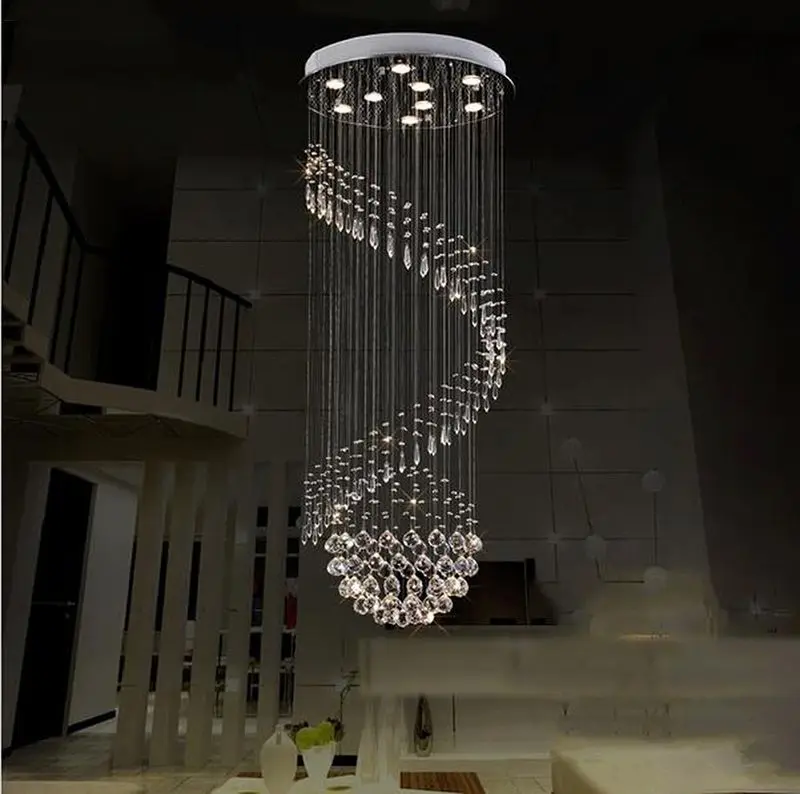 Goedkoop Moderne Led Kristallen Kroonluchter Spiraal Ontwerp Luxe Kristallen Lamp Ladder Gang Lamp Opknoping Lamp