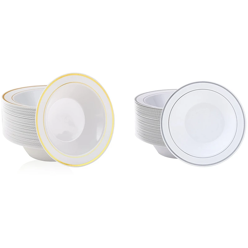 

Горячая Распродажа, 50 шт. пластиковых чашек с искусственными одноразовыми чашами для супа, высококачественные десертные салатные чаши для ...