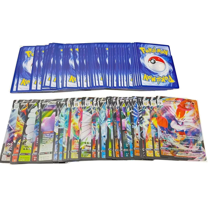 

NEW 100Pcs Vmax Pokemon Card French Version 60v 40Vmax No Repeat Battle Carte Trading Game Collection Shining Card Kid Gift