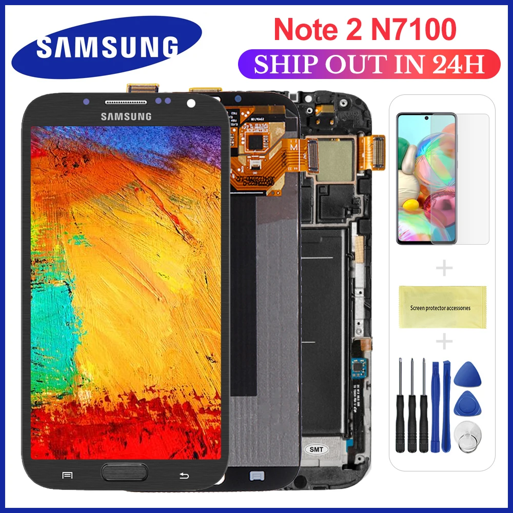 ЖК дисплей AMOLED 5 дюйма для Samsung Galaxy Note 2 Note2 N7100 N7105 T889 i317 i605 L900 экран с дигитайзером в