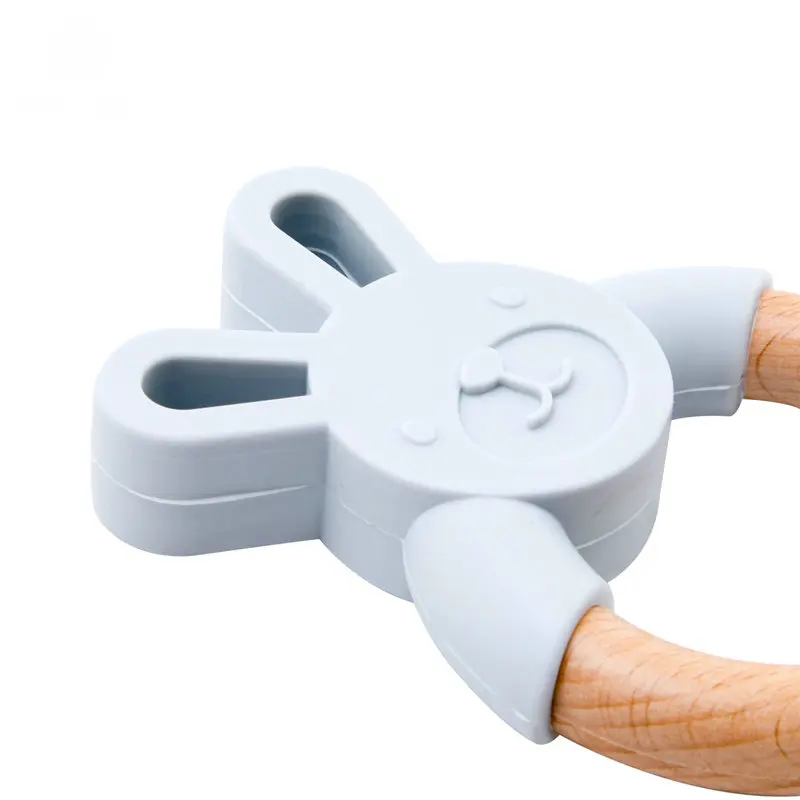 Newest Baby Toys Silicone Teether Beech Wooden Ring Hand Teething Rattles Musical Chew Play Gym Montessori Dummy | Мать и ребенок