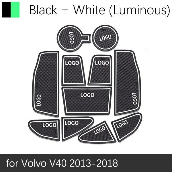 White Luminous Противоскользящий резиновый подстаканник для ворот для VOLVO V40 2013 Коврик для двери V40CC CC кросс-кантри R дизайн - Название цвета: White Luminous