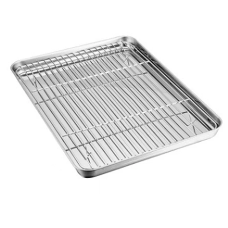 

Dedicated Double-Layer Stainless Steel Baking Tray Grill for Household Ovens Grid Oil Filter Pan Food Tray,Bakeable Nonstick Coo