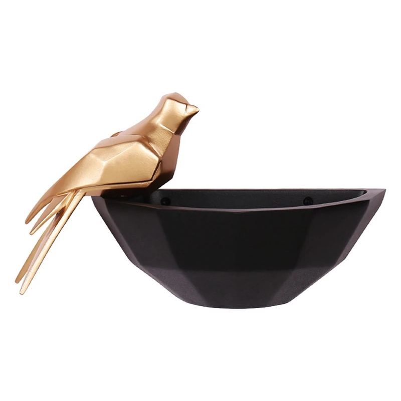 

LUDA Creative Golden Bird Storage Three-Dimensional Wall Pendant Living Room Porch Bird Nest Key Mobile Phone Storage Box