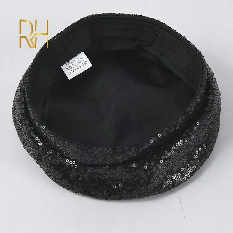 Новинка женская модная шляпа береты с блестками головной убор шапка и украшением