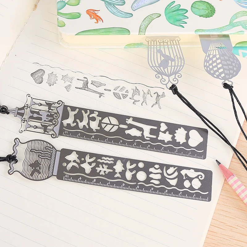 

4 Pcs Cute Kawaii Creative Horse Birdcage Hollow Metal Bookmark Ruler for Kids Student Gift School Supplies