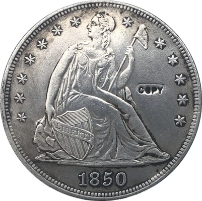 

1850-O Сидящая Liberty долларовые монеты КОПИЯ