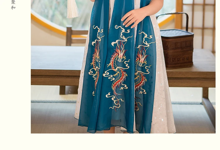 

Hanfu girls' summer dresses, Chinese style girls' ancient styles, super fairy elegant dresses and ancient costumes