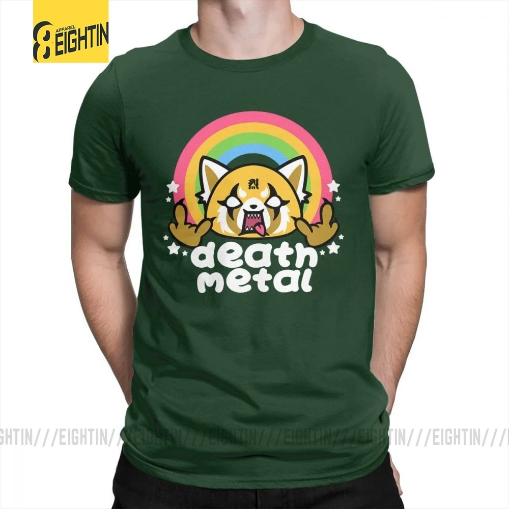 Forest Green Death Metal Aggretsuko aggression Retsuko, футболки из хлопка, Мужская одежда, футболки с коротким рукавом, футболки большого размера с рисунком - Цвет: Forest Green