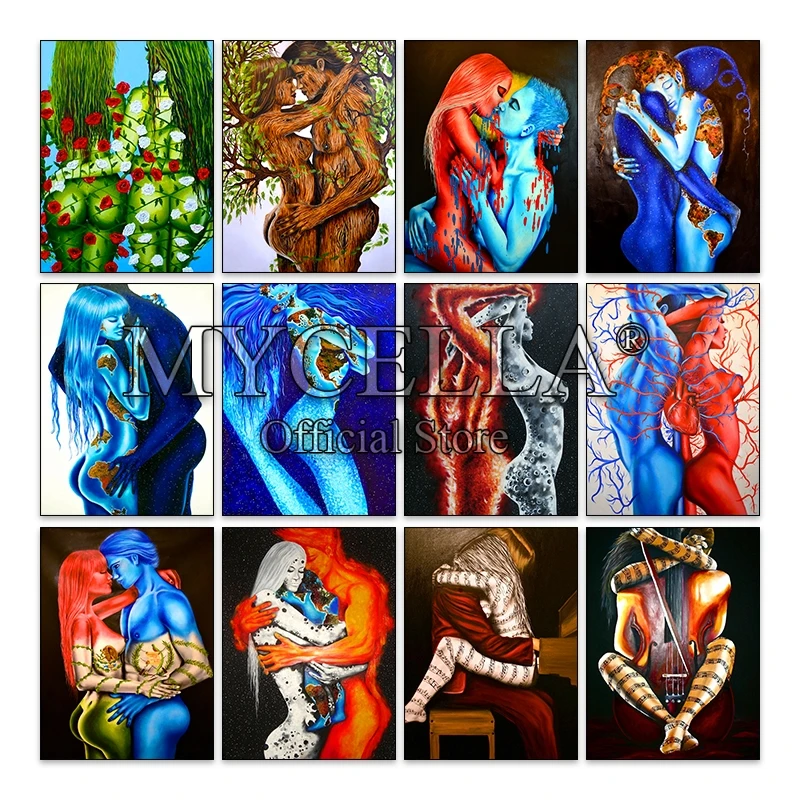 

5D Diy Diamond Painting Cross Stitch Sexy Couples Home Decor Modern Art Mosaic Full Square Diamond Embroidery Nude Man And Women