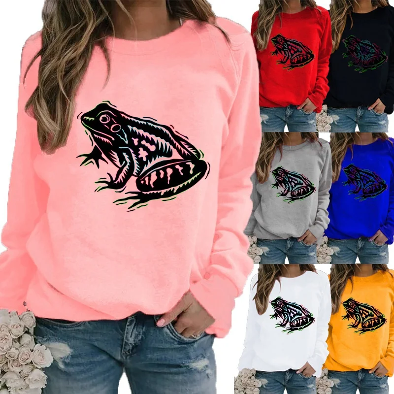 

New Women Autumn and Winter Fashion Clothing Printed Casual Sweatshirt Long Sleeve Tops Round Neck Pullover Blouse