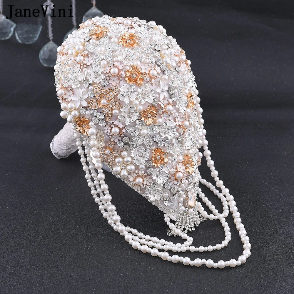 

Роскошные Кристальные жемчужины jaevini, свадебные букеты «Водопад», искусственные атласные цветы, кружевная ручка, свадебная брошь, аксессуа...