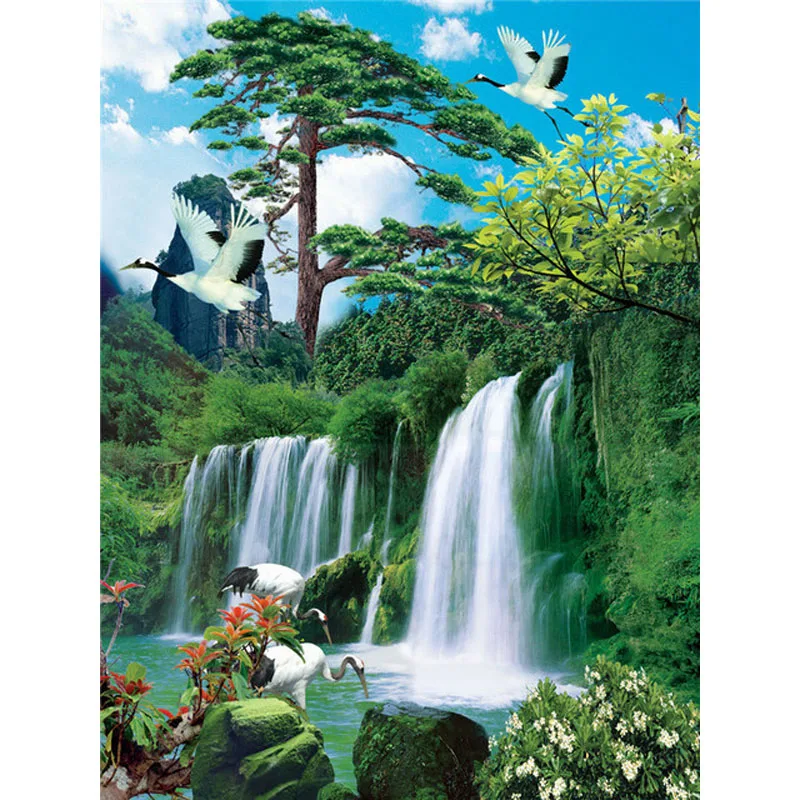 

5D Full Drill Square/Round Diamond Painting Waterfall Natural Landscape Embroidery Cross Stitch Decoration for Home