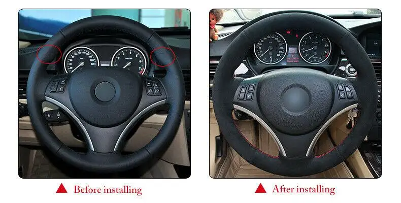 

Black Suede Car Steering Wheel Cover for BMW E90 320i 325i 330i 335i E87 120i