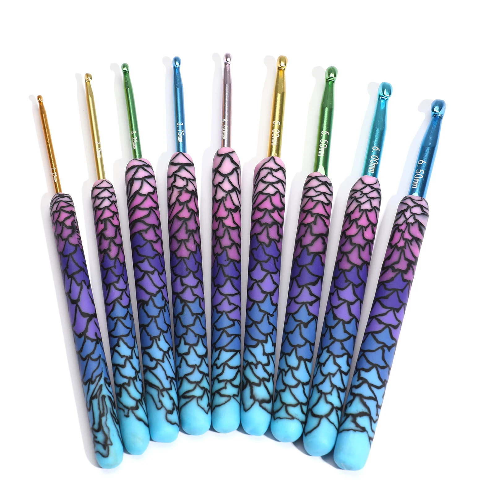 

Hot Mermaid Crochet Hook Set Ergonomic Grip 9Pcs Crochet Knitting 2.25-6.5MM Crochet Needles Yarns and Wools So Weave 2021