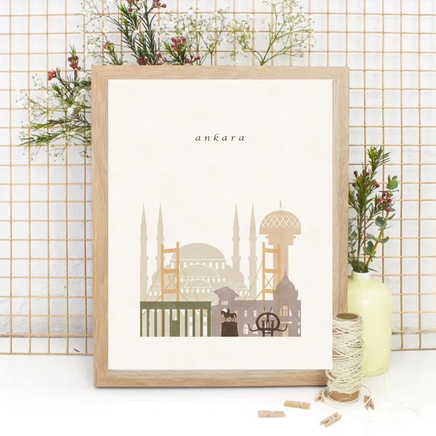 

Карта мира Анкары, Турция, Карта путешествий, плакат, печать, без рамки, плакат, украшение для офиса