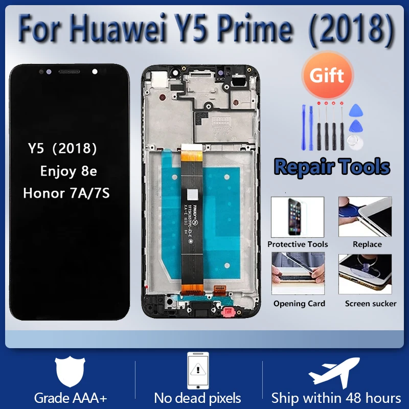 

ЖК-экран в сборе для HUAWEI Y5 Lilte Y5 Prime 2018/Y5 2018 DRA-LX2 L01 L21 LX3 AL00 DUA HONOR 7A 7S, с передним чехлом, оригинал