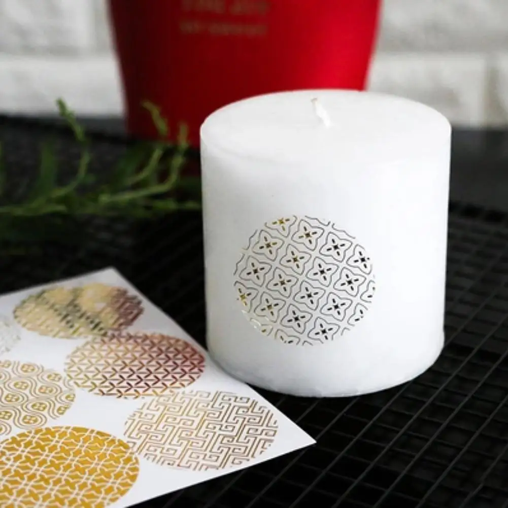 90 шт./компл. Золотые круглые наклейки с цветочным дизайном ярлыки для подарков