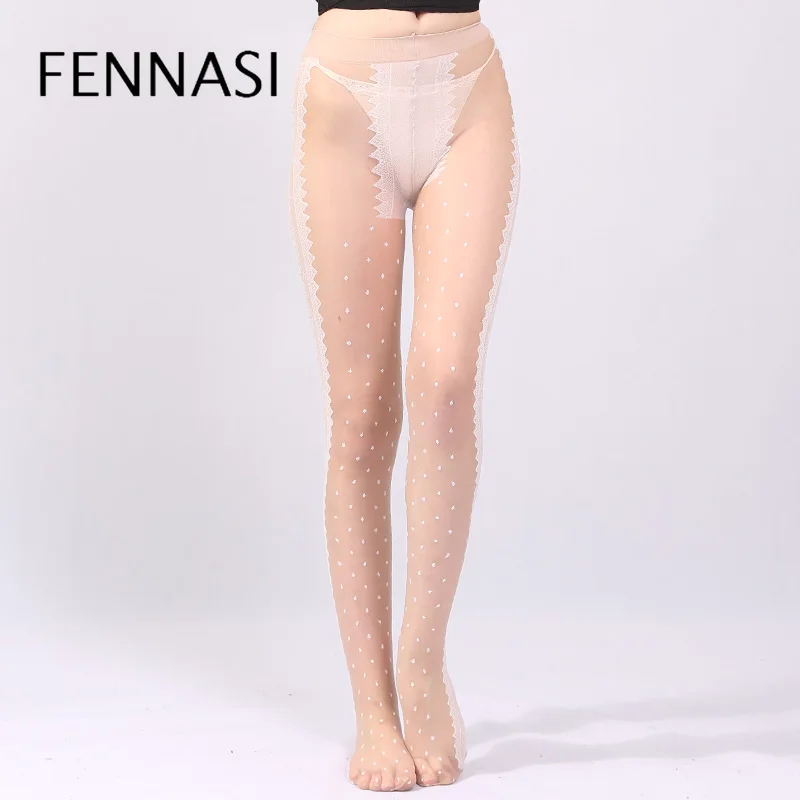 FENNASI женские колготки в горошек жаккардовые Цветочные полосатые T промежность