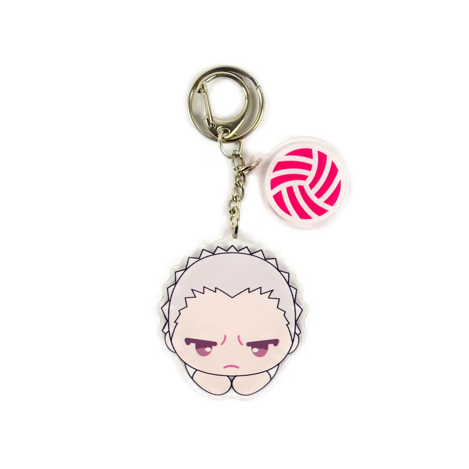 

2021High Quality Haikyuu! Anime Volleyball Boy Japan Acrylic Rubber Keychain Cute Cartoon Funny Crying Face Key Ring Pendant