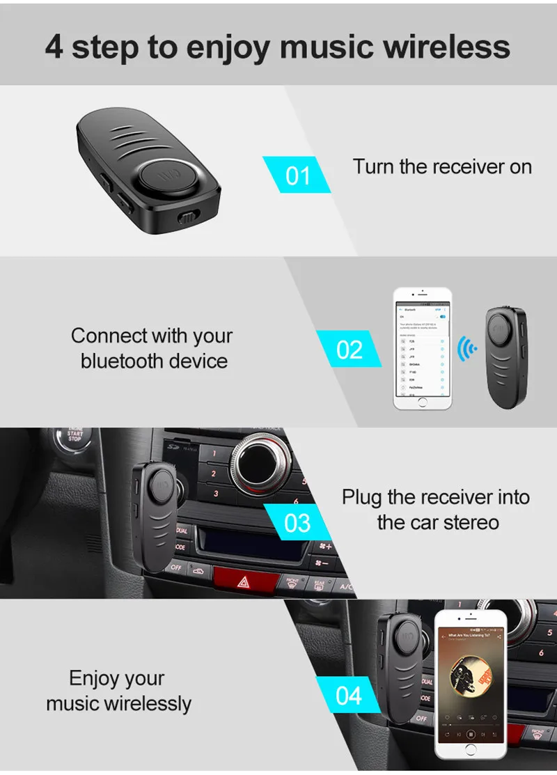 10H 3,5 мм разъем AUX MP3 музыка Bluetooth 5,0 приемник автомобильный комплект микрофон громкой связи беспроводной адаптер динамик наушники аудио передатчик
