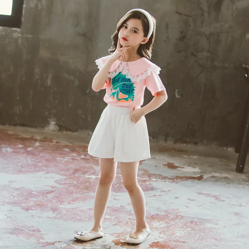 

Tracksuit for Girls Fashion Clothing Suits Summer Boutique Cute Tops + Shorts 2pcs Outfits Clothes for Little Girls Clothes Suit