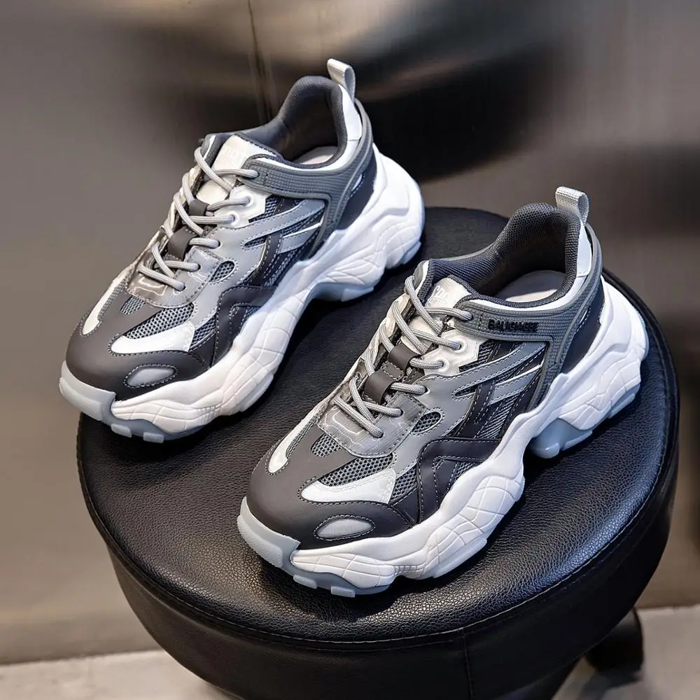 

Spring 2021 new thick sole sports running shoes children's casual and breathable leather women's shoes