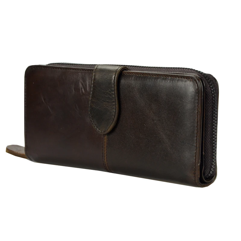

Men Long Wallet Vintage Genuine Leather Clutch Purse Male Zipper Card Holder Wallet Hasp Bifold Men's Coin Bag for Phone