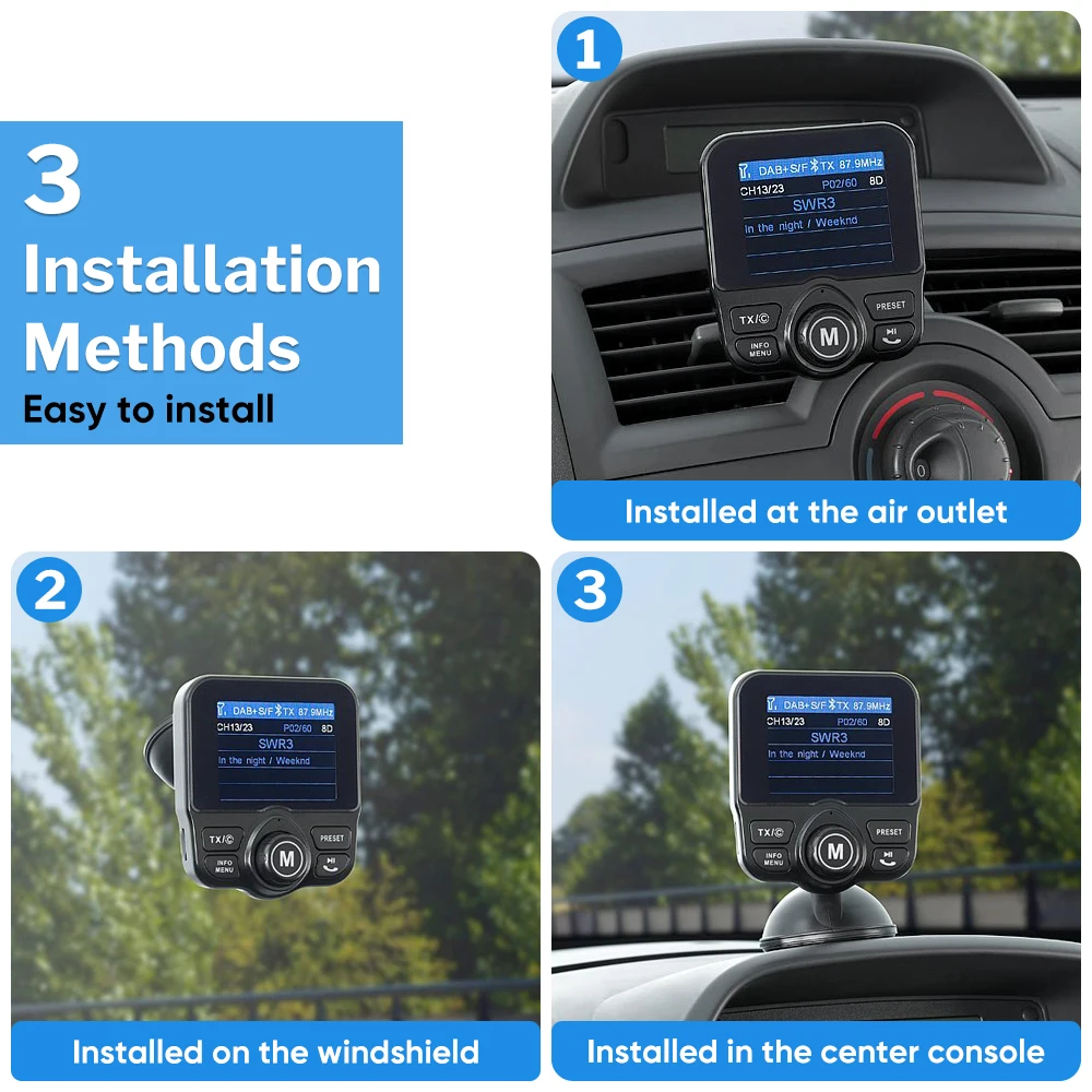 Deelife Car DAB+ Radio DAB Tuner Digital Audio Broadcasting Receiver with FM Transmitter AUX Adapter Handsfree Bluetooth Kit | Автомобили
