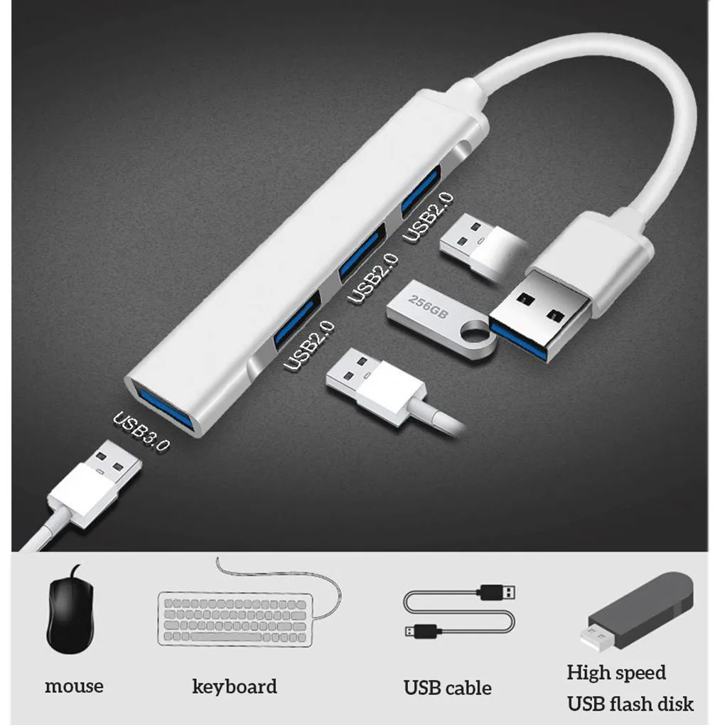 

4 in 1 USB Hub Multiport Type C/USB 3.0 Splitter Adapter Computer Laptop Dock Converter Alloy 1-drag-4 Computer Accessory