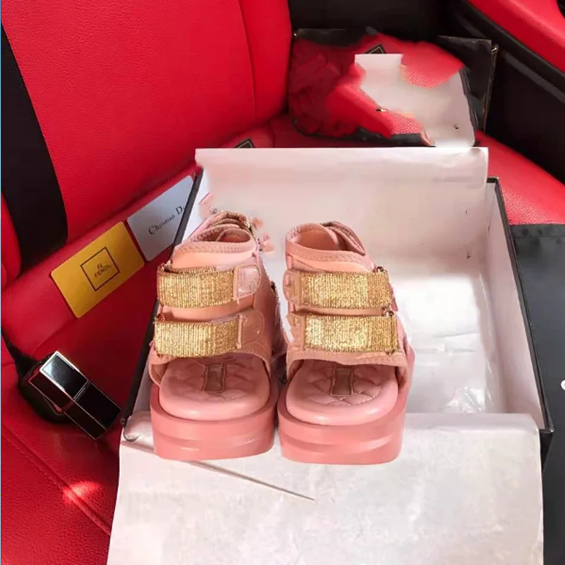 

Luxury Shoes Fashion Women Sandals Slippers High Quality Designer Platform Shoes Thick Sole Flat Heel Roman Shoes Female Sandals