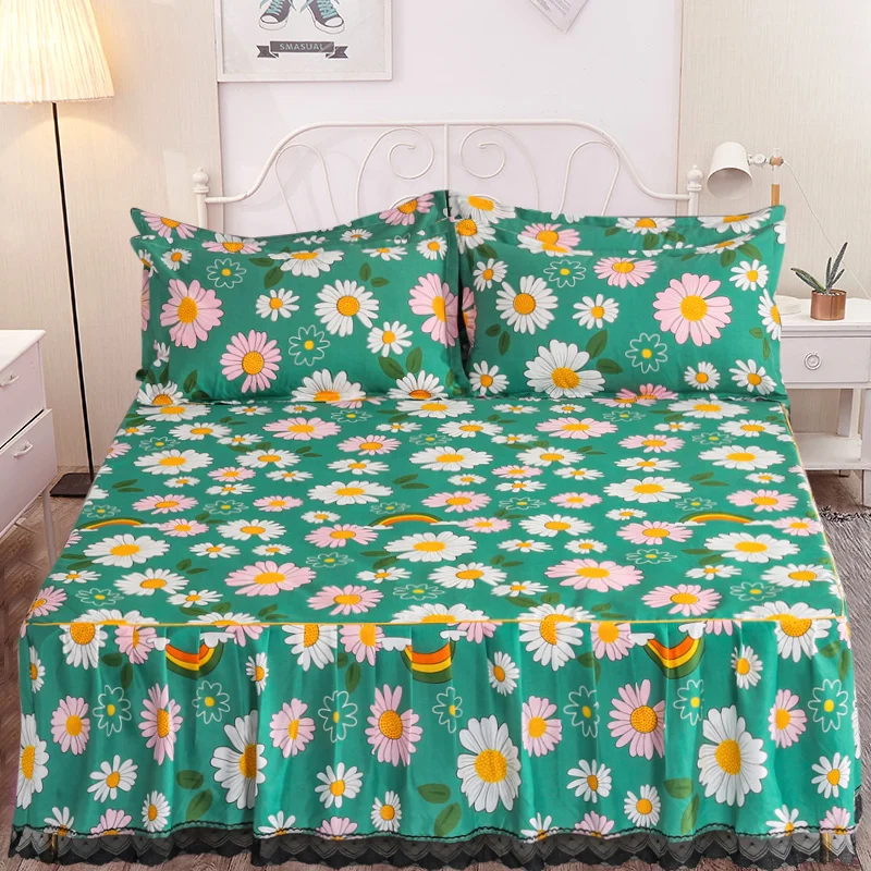 

3pcs Bed Skirt Wedding Gift Princess Bedspread on The Bed Mattress Cover Full Twin Queen King Size Bedsheets Bed Decoration