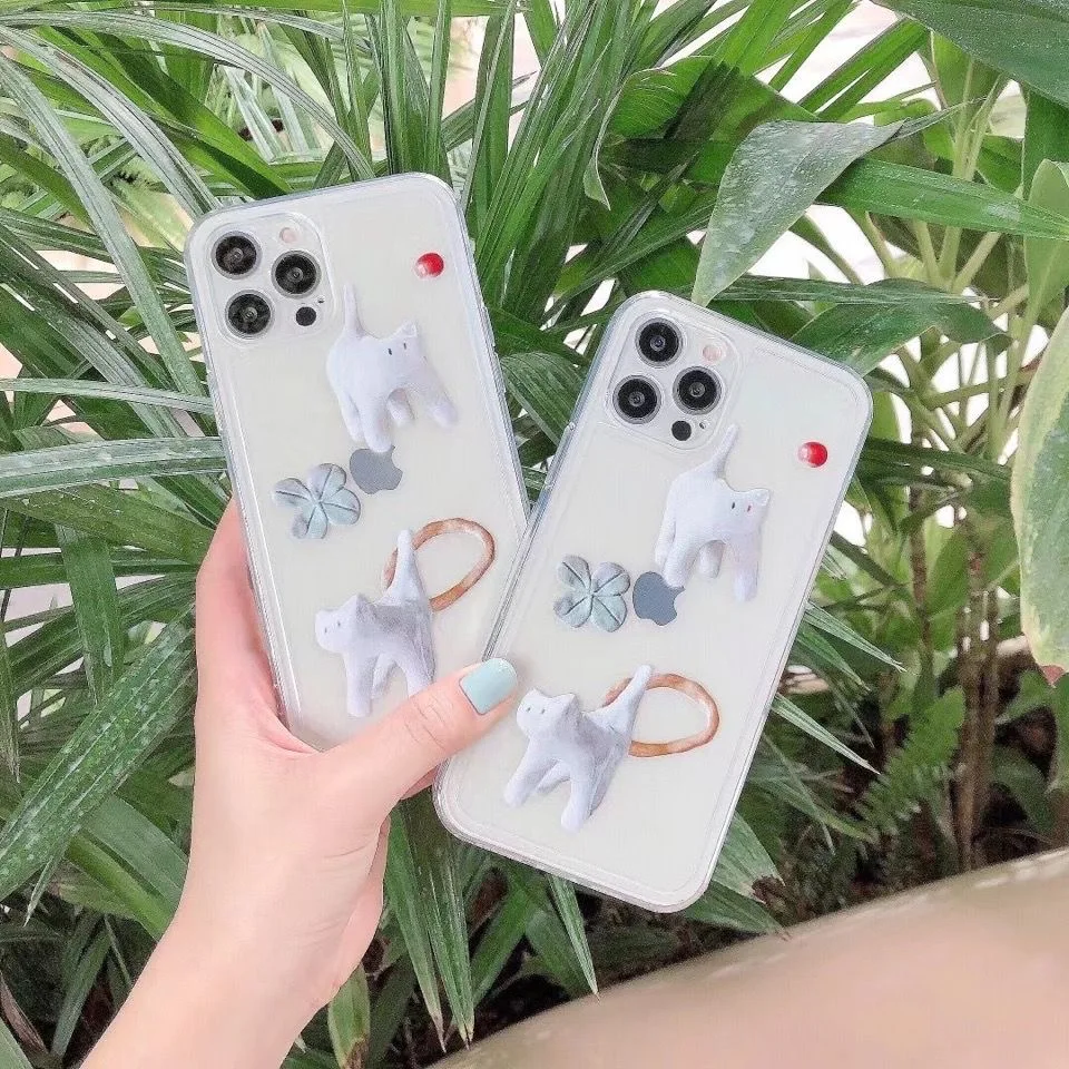 

Naughty Cat Ins art line silicone phone case for iphone 11 12 pro max mini x xr xs max 8 7 plus clear cover capa conque