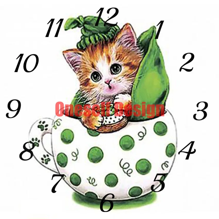 

2021 5d diamond painting cross stitch clock cat diamond painting clock diamond embroidery diy frame wall sticker diamond mosaic
