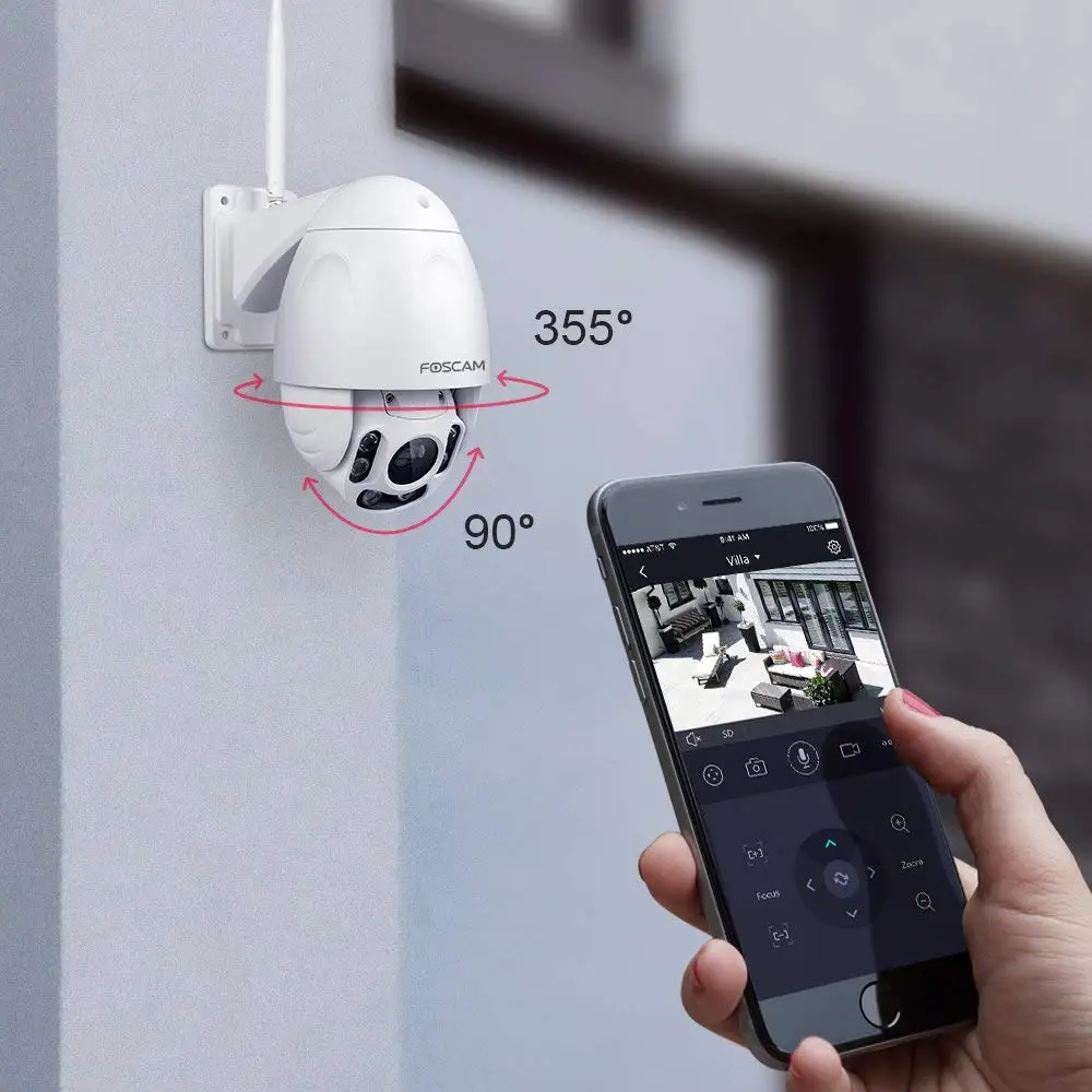 Foscam FI9928P наружная PTZ 4x оптический зум HD 1080P WiFi камера безопасности Беспроводная ip-камера с ночным видением до 196ft