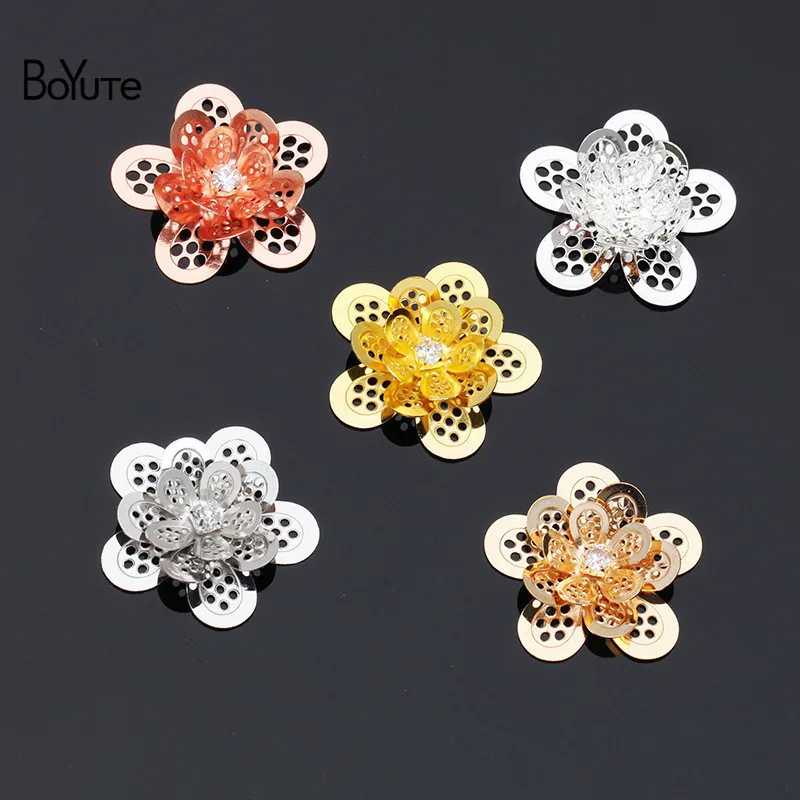 BoYuTe (10 шт./лот) 24 мм металлическая латунь выдалбливают Цветок Кулон Diy ручной
